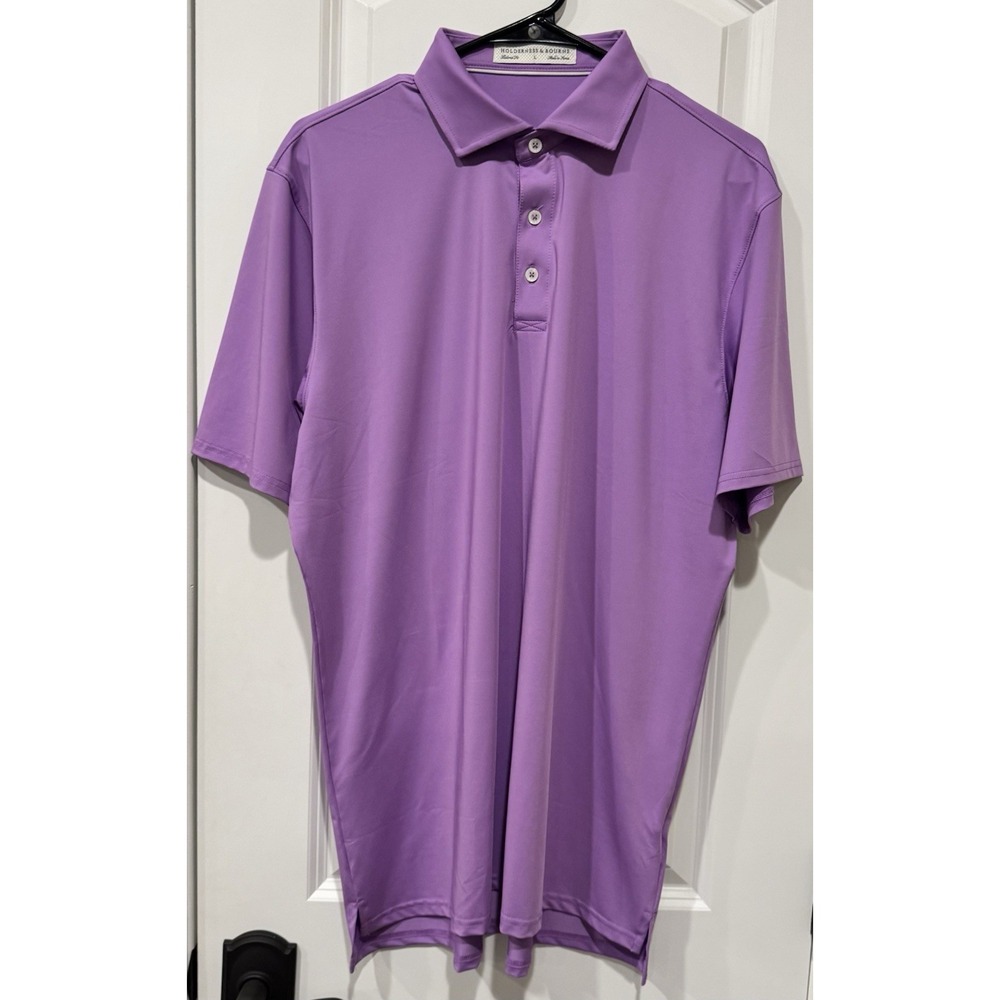 Holderness & Bourne Golf Polo Shirt Men's Large Purple Tailored Fit Performance